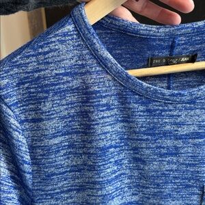 RAG & BONE/JEAN Marled Blue Stretch-Knit Short Sleeve Tee with Pocket ( Sz S )